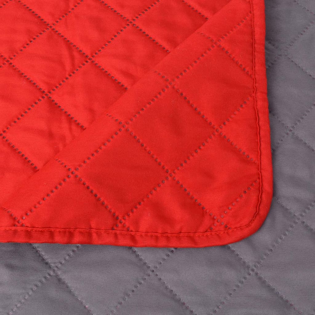 vidaXL Double-sided Quilted Bedspread Red and Grey 230x260 cm