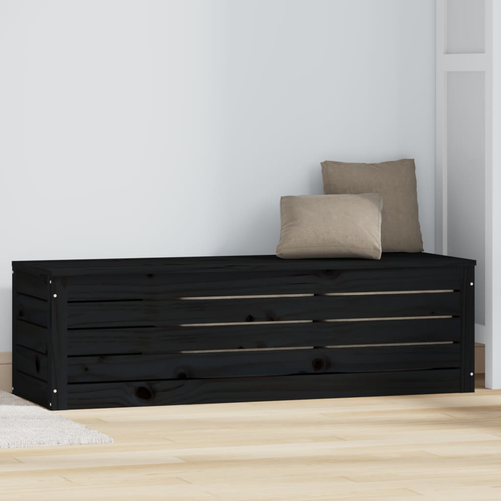 vidaXL Storage Box Black 109x36.5x33 cm Solid Wood Pine