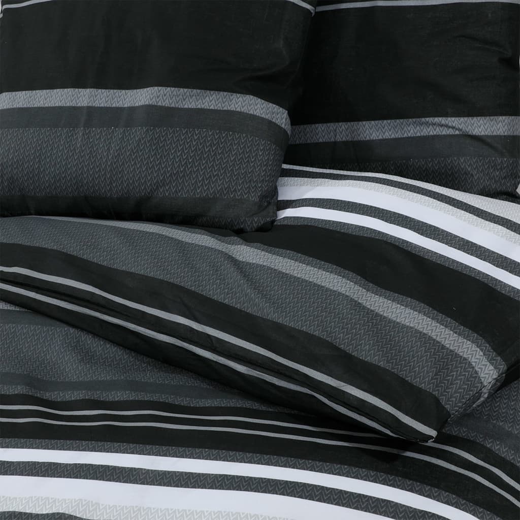 vidaXL Duvet Cover Set Black and White 260x240 cm Cotton