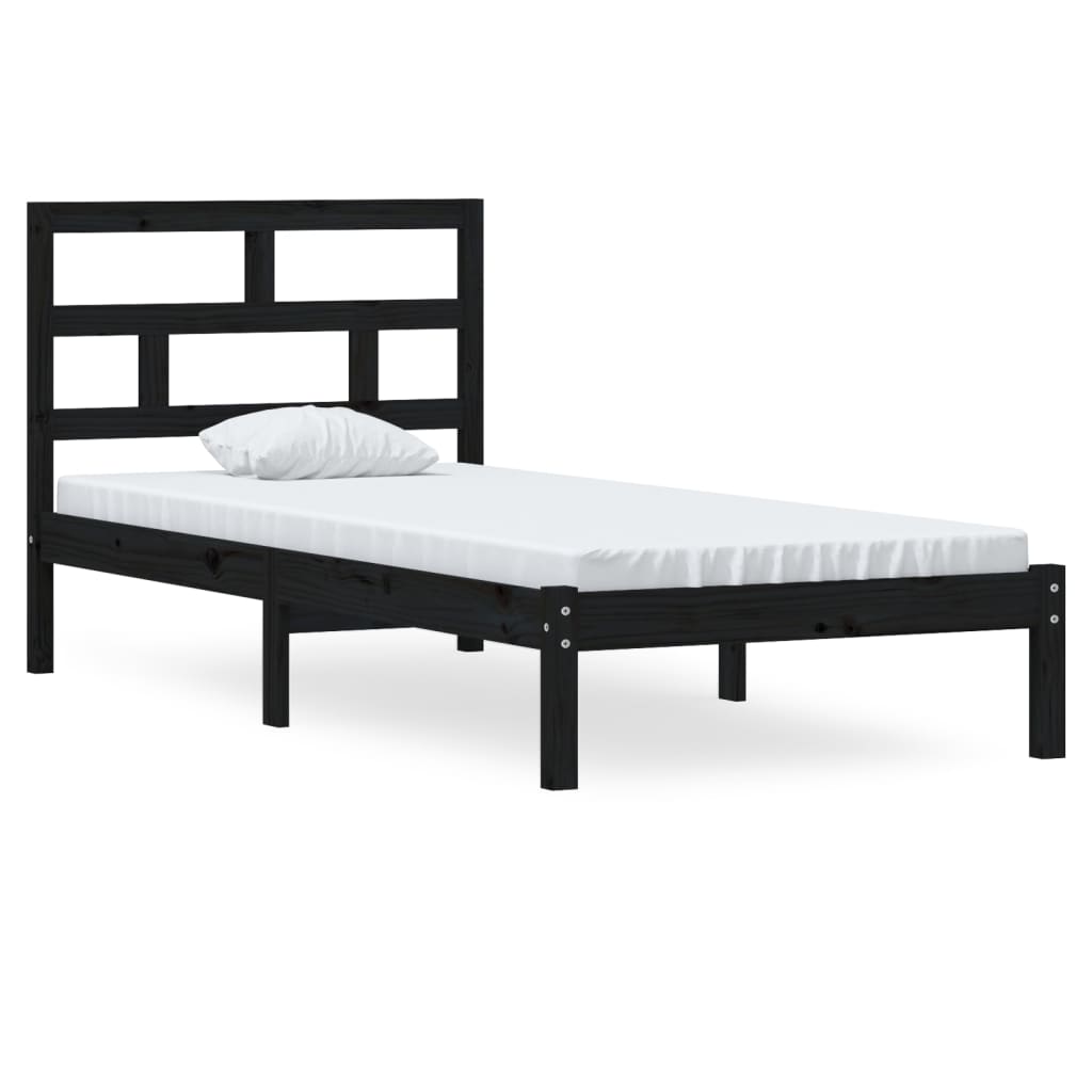 vidaXL Bed Frame Black Solid Wood Pine 90x200 cm