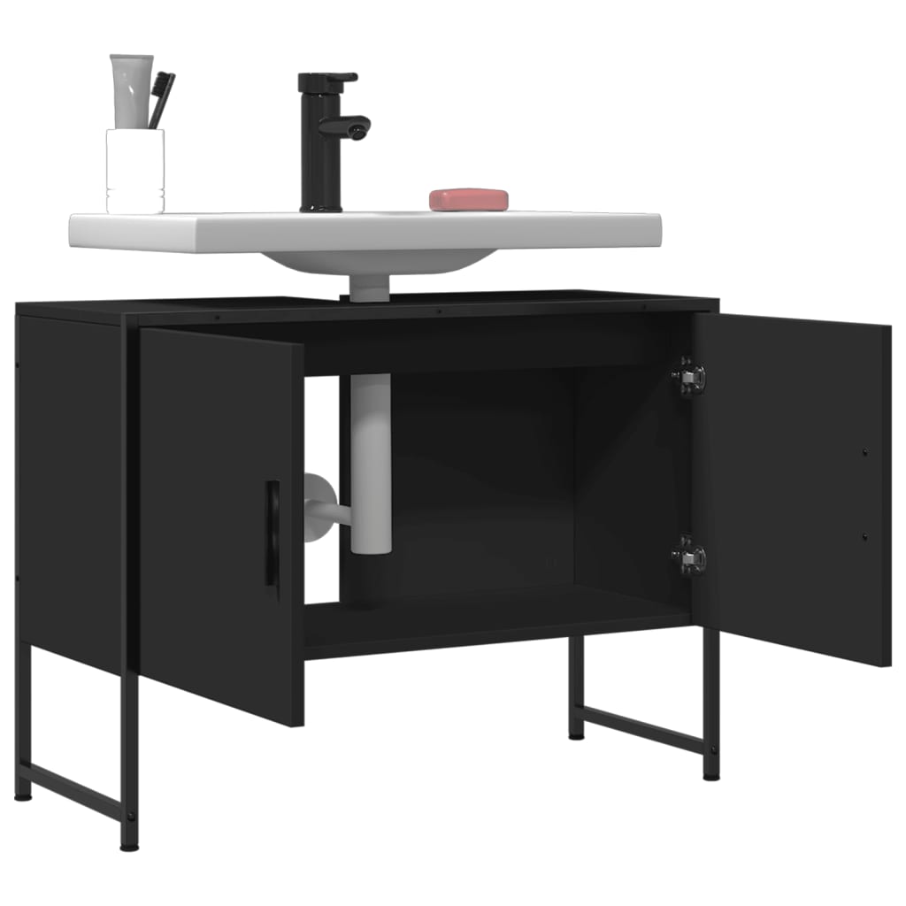 vidaXL Bathroom Sink Cabinet Black 80x33x60 cm Engineered Wood