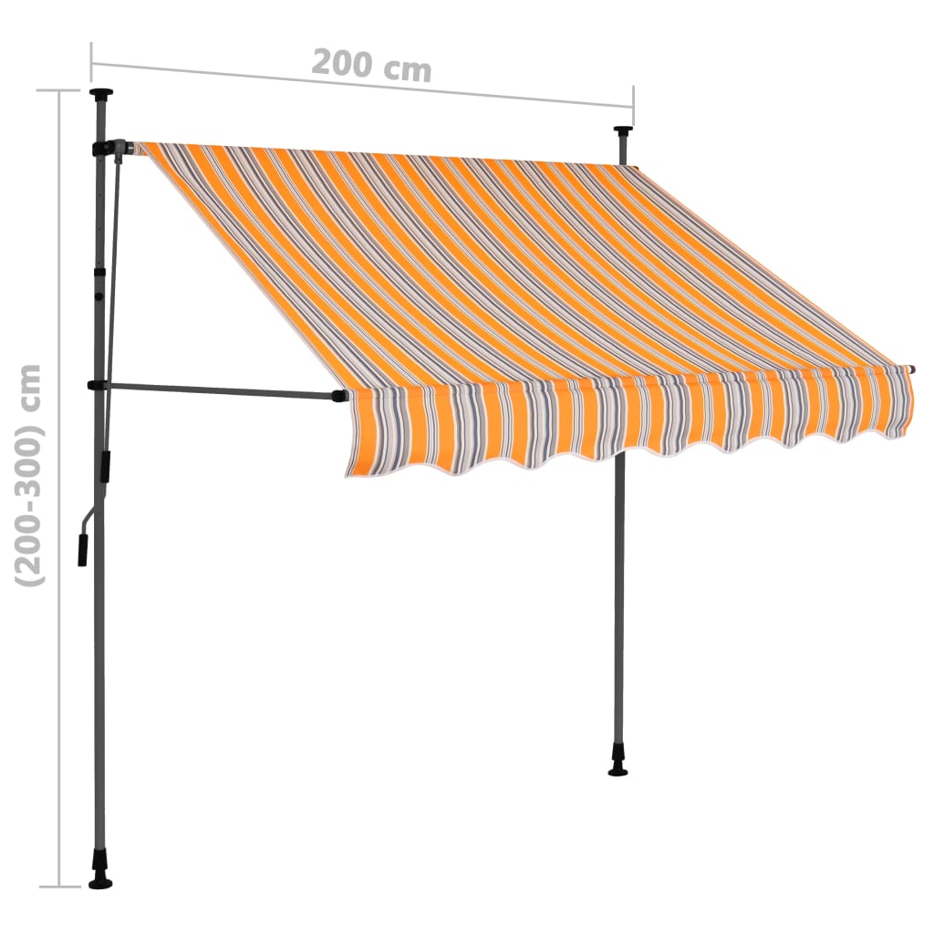 vidaXL Manual Retractable Awning with LED 200 cm Yellow and Blue