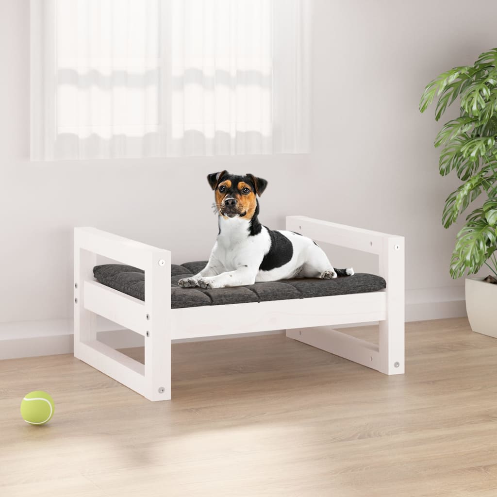 vidaXL Dog Bed White 55.5x45.5x28 cm Solid Pine Wood