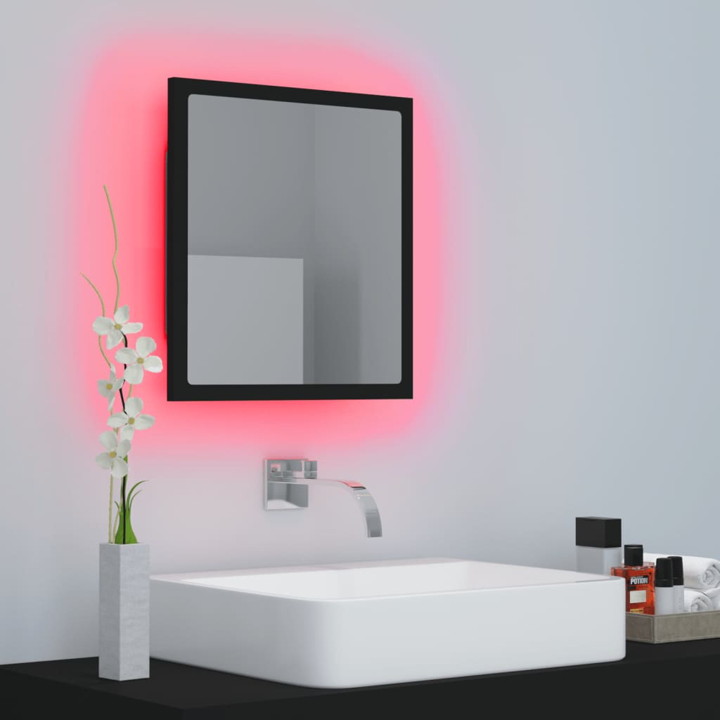 vidaXL LED Bathroom Mirror Black 40x8.5x37 cm Acrylic