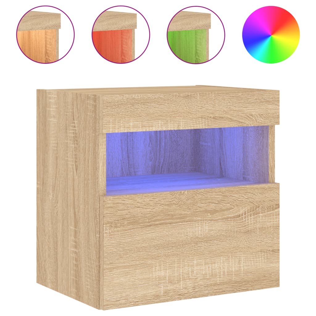 vidaXL TV Wall Cabinet with LED Lights Sonoma Oak 40x30x40 cm