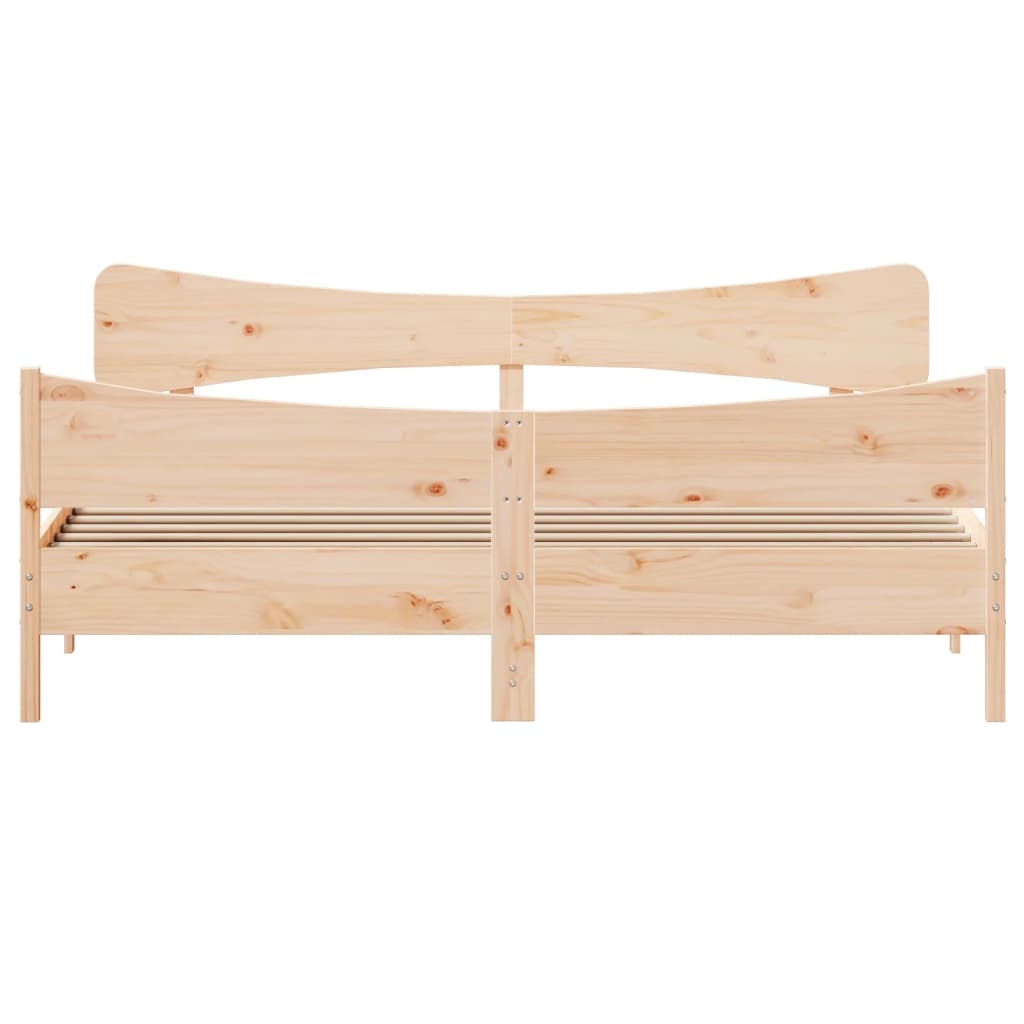 vidaXL Bed Frame with Headboard 200x200 cm Solid Wood Pine