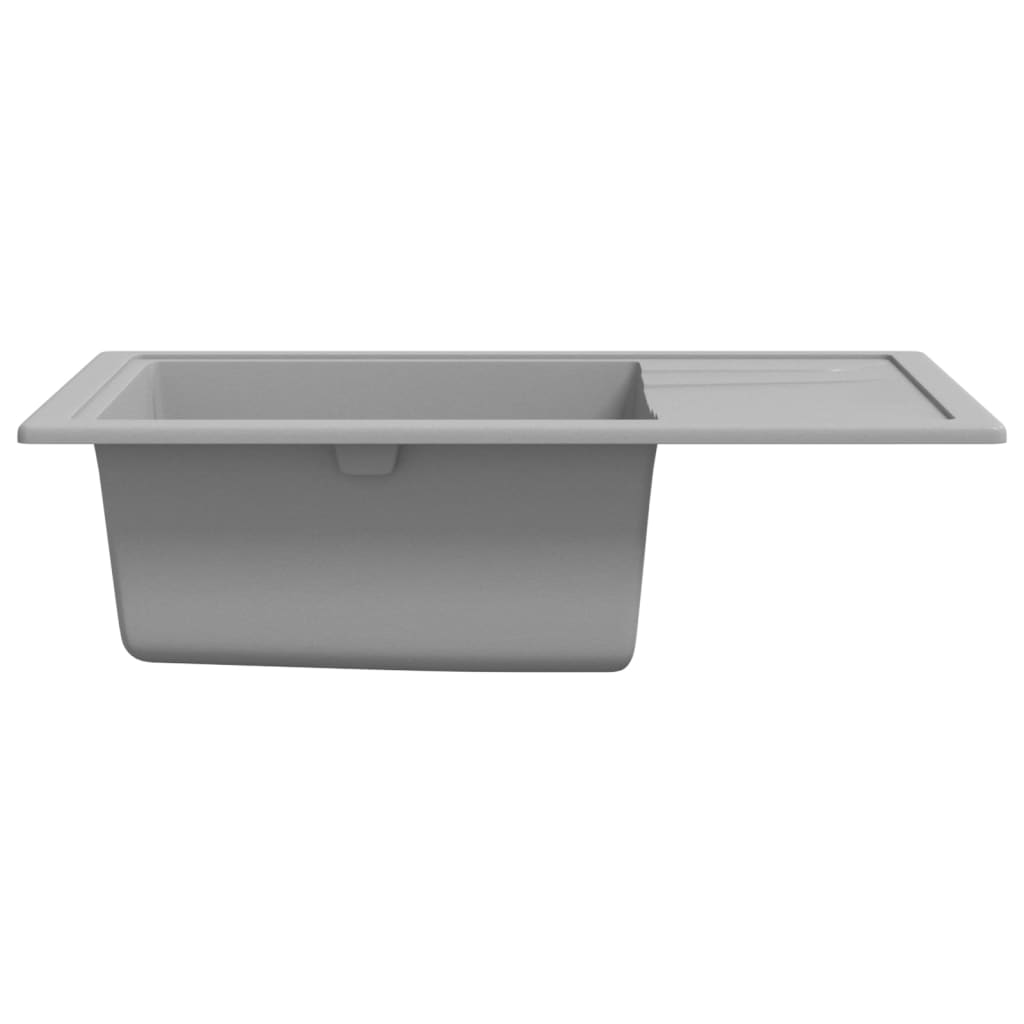 vidaXL Kitchen Sink with Overflow Hole Oval Grey Granite