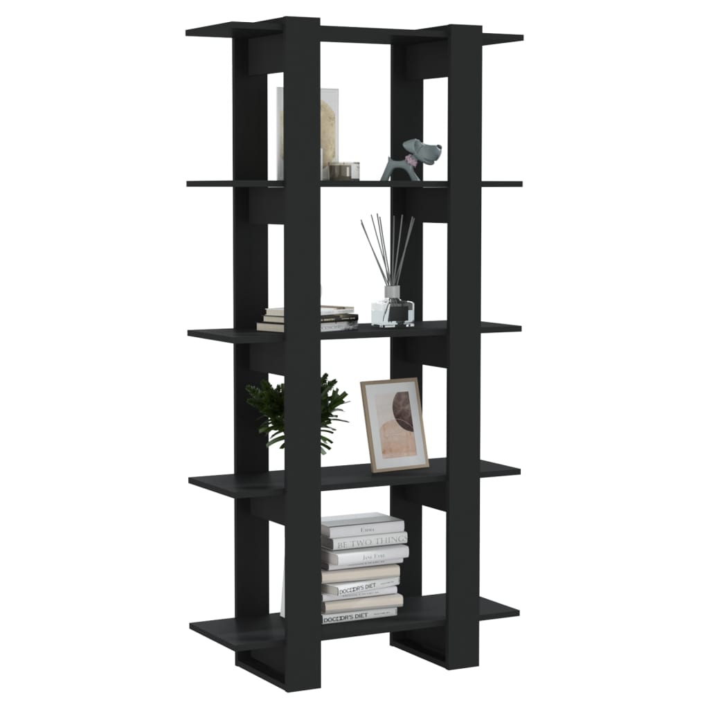 vidaXL Book Cabinet/Room Divider Black 80x30x160 cm Engineered Wood