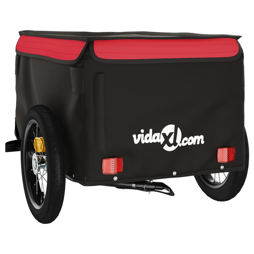 vidaXL Bike Trailer Black and Red 30 kg Iron