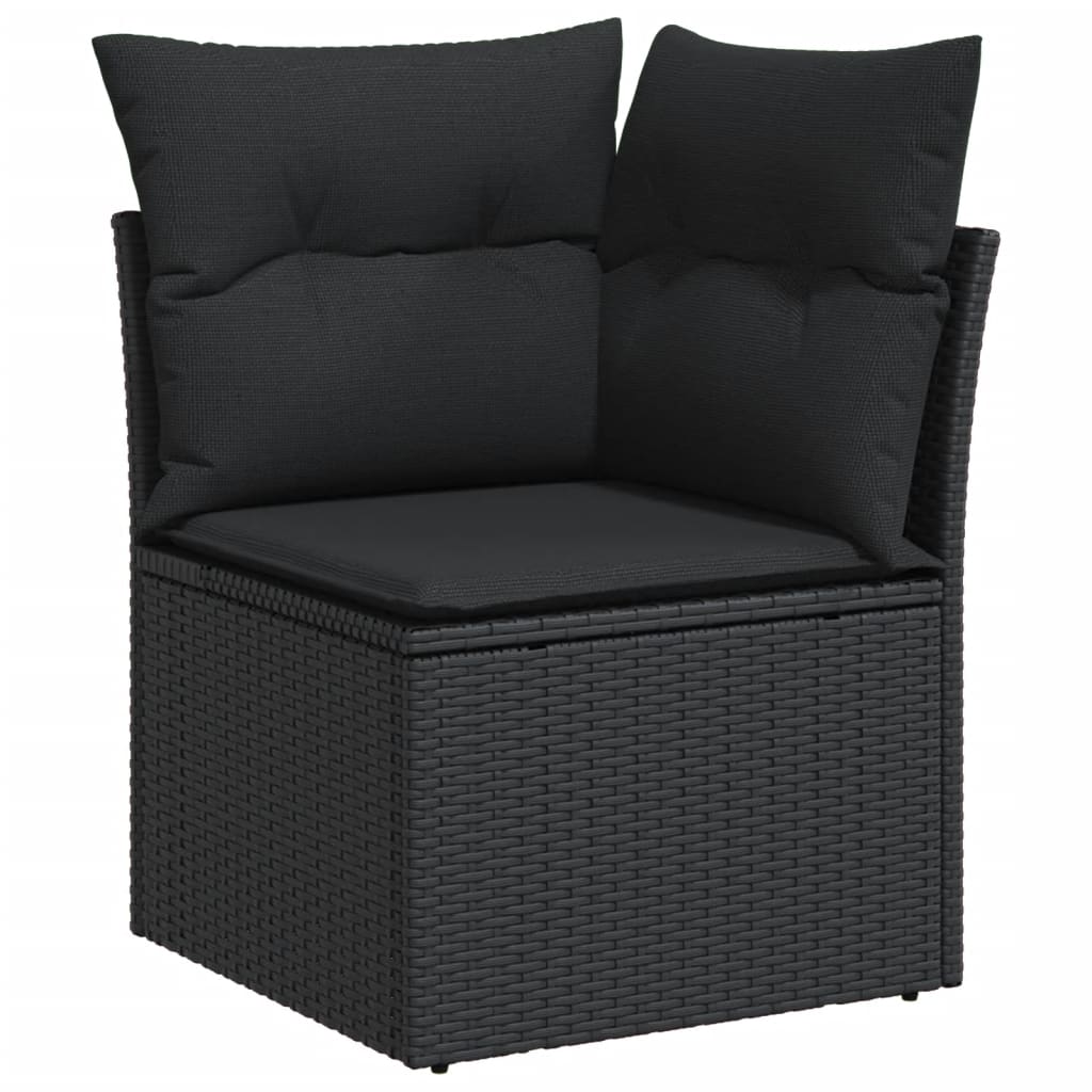 vidaXL 10 Piece Garden Sofa Set with Cushions Black Poly Rattan