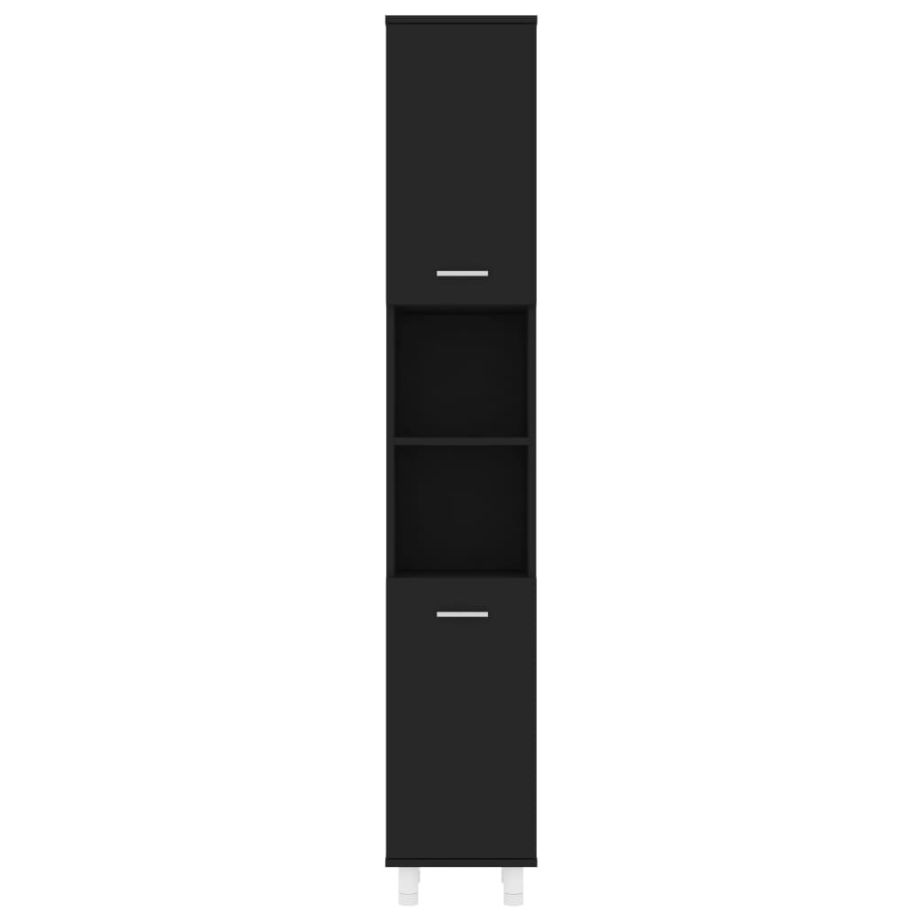 vidaXL Bathroom Cabinet Black 30x30x179 cm Engineered Wood