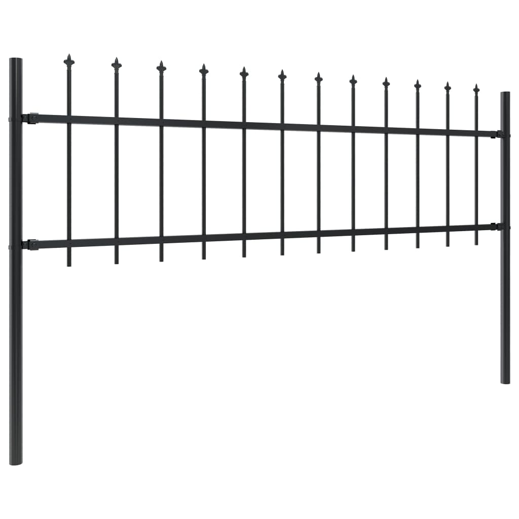 vidaXL Garden Fence with Spear Top Steel 13.6x0.6 m Black