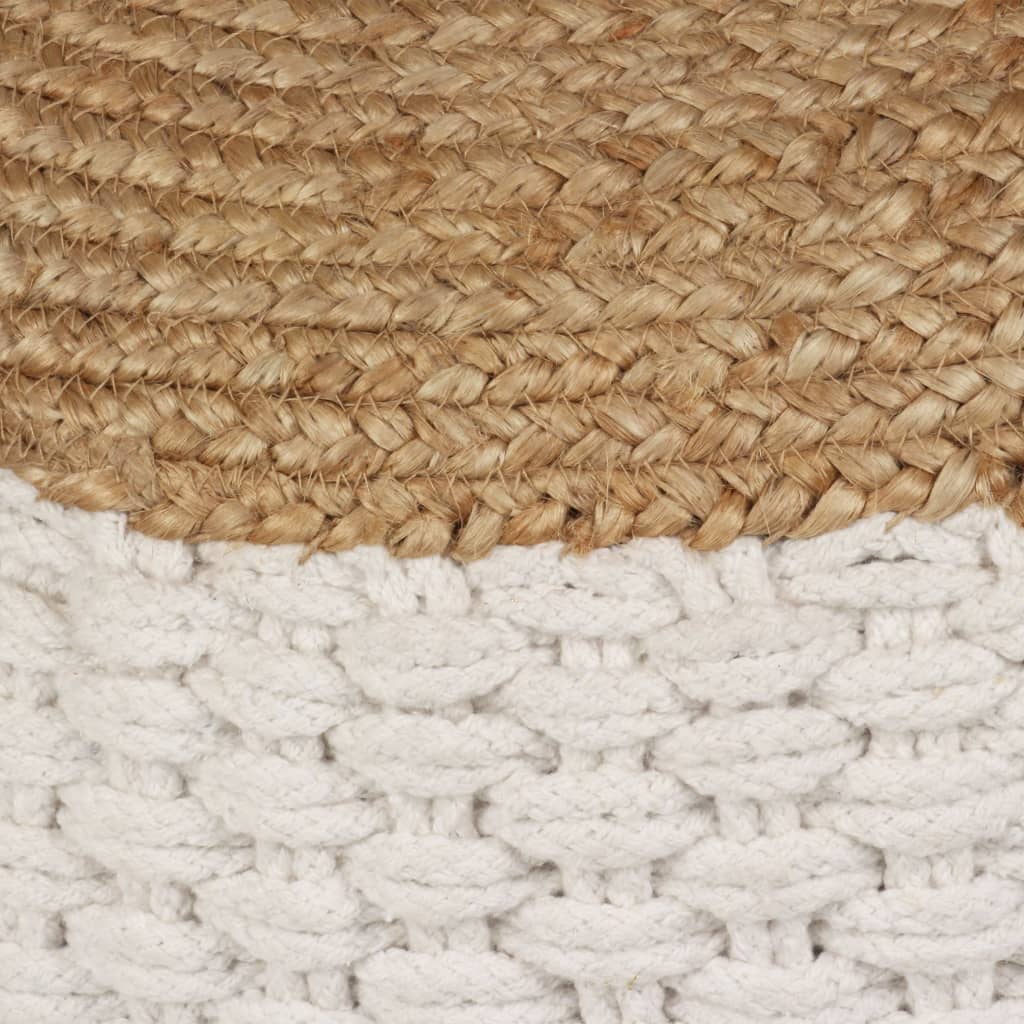 vidaXL Woven/Knitted Pouffe Jute Cotton 50x35 cm White