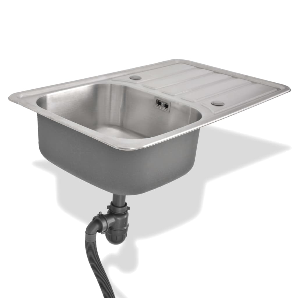 vidaXL Kitchen Sink with Drain and Trap Stainless Steel