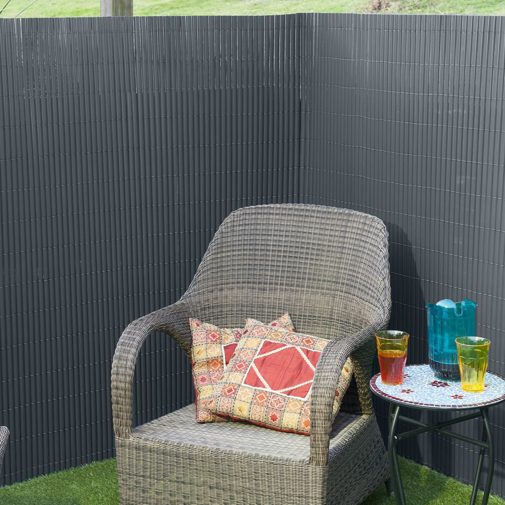 Nature Double Sided Garden Screen PVC 1.5x3m Anthracite
