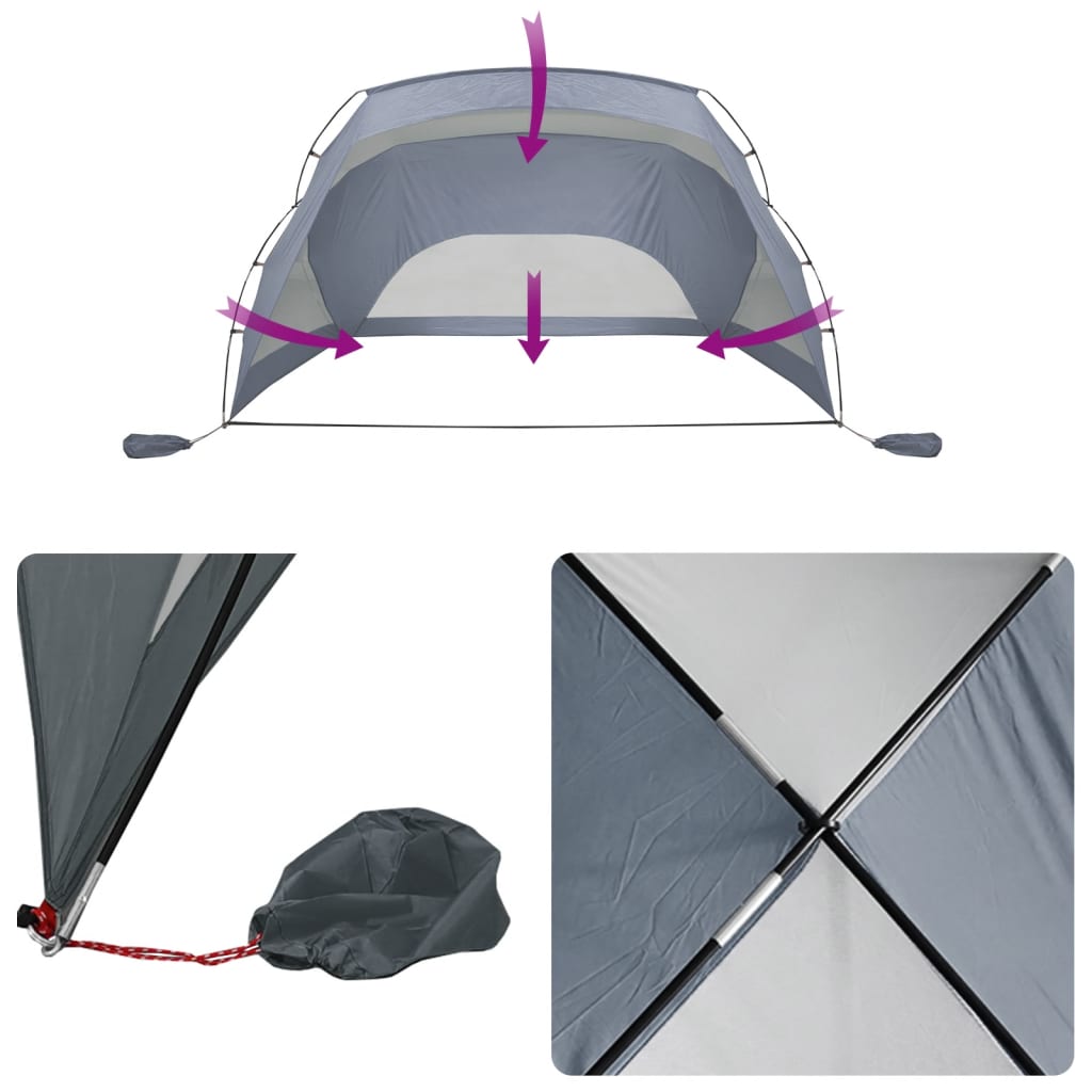 vidaXL Beach Tent Grey 274x178x170/148 cm 185T Polyester