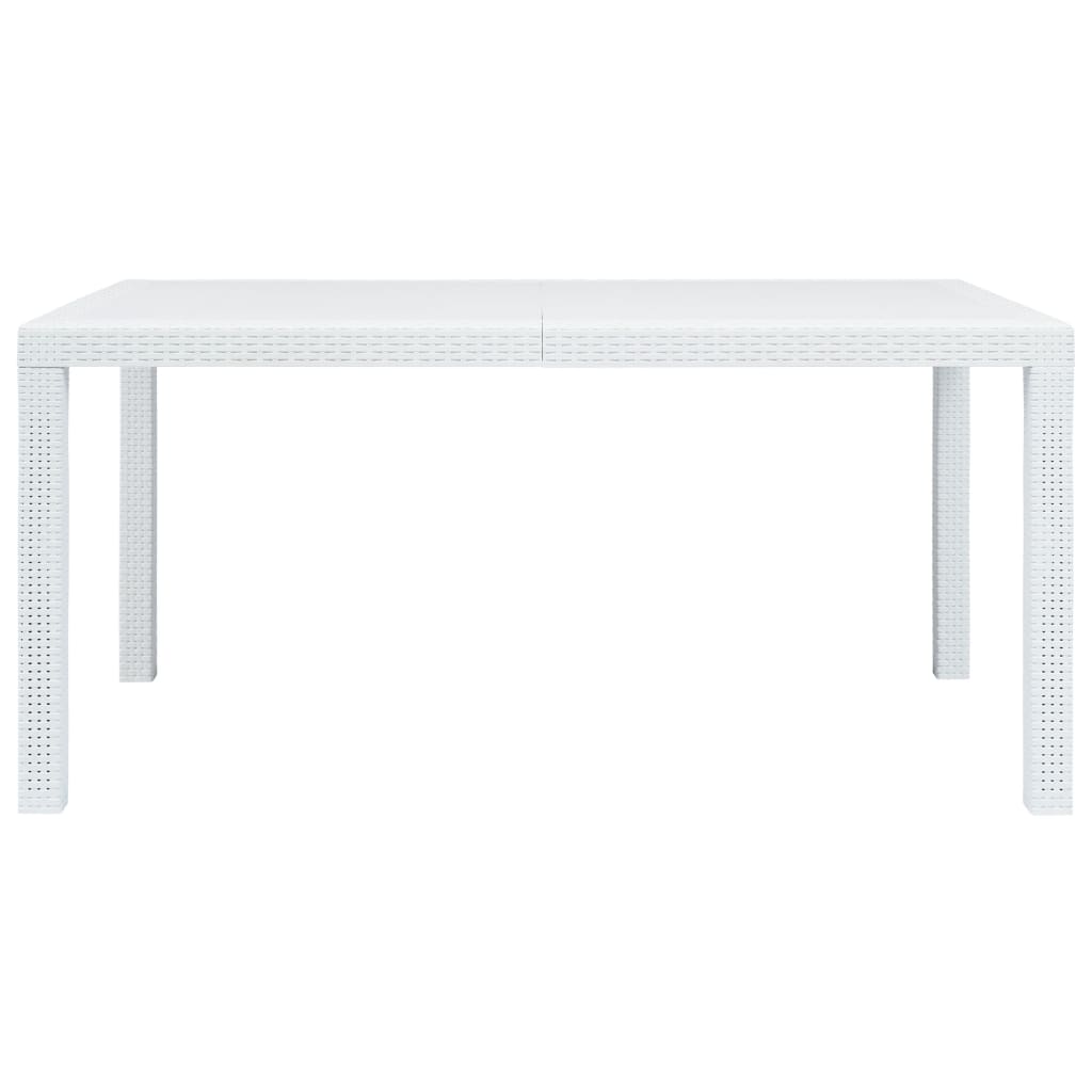vidaXL Garden Table White 150x90x72 cm Plastic Rattan Look