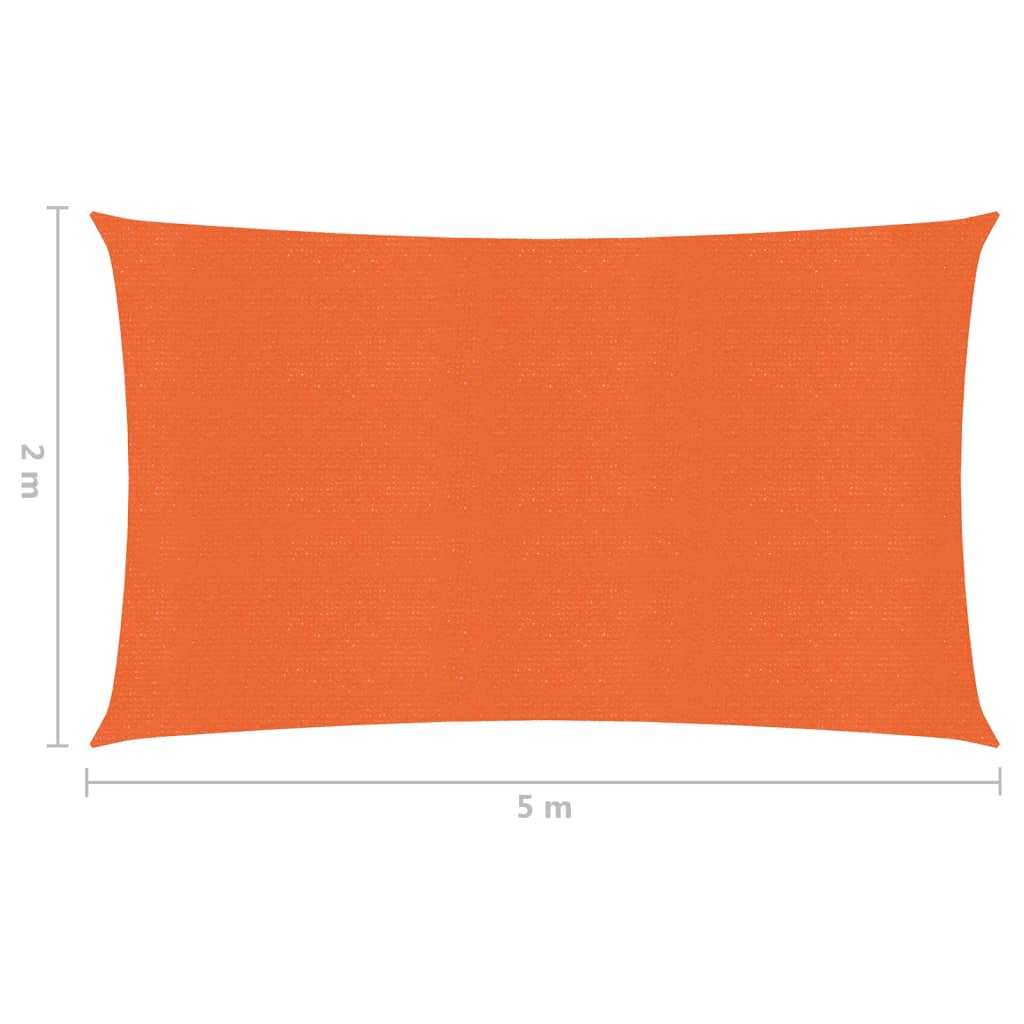 vidaXL Sunshade Sail 160 g/m² Orange 2x5 m HDPE