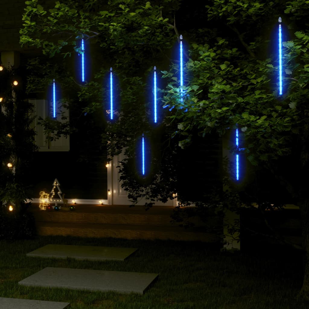 vidaXL Meteor Lights 8 pcs 30 cm Blue 192 LEDs Indoor Outdoor