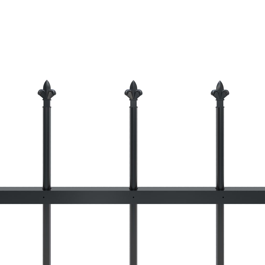 vidaXL Garden Fence with Spear Top Steel 11.9x0.6 m Black
