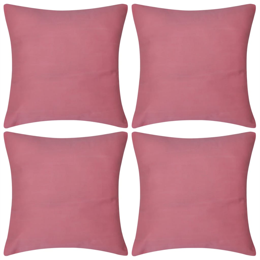4 Pink Cushion Covers Cotton 40 x 40 cm