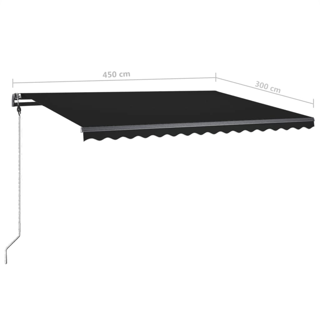 vidaXL Freestanding Manual Retractable Awning 450x300 cm Anthracite