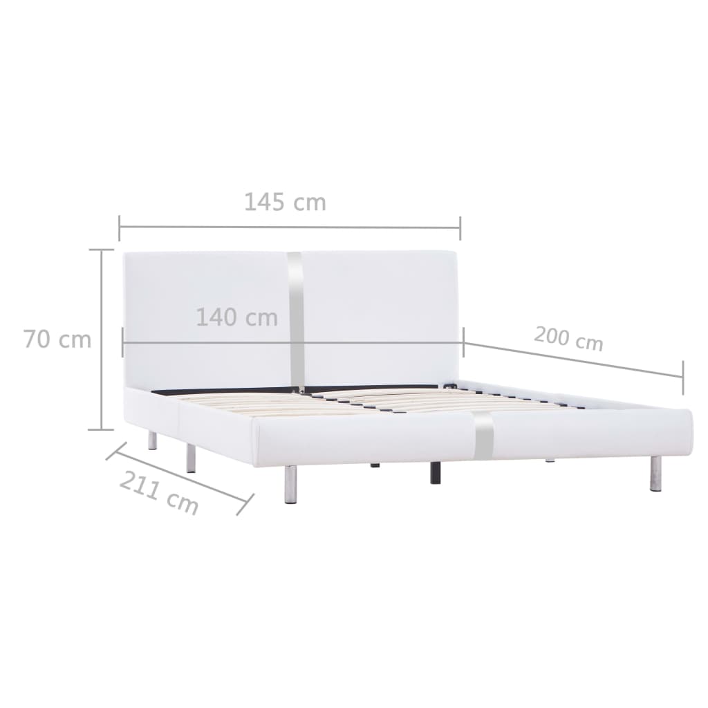 vidaXL Bed Frame White Faux Leather 135x190 cm Double