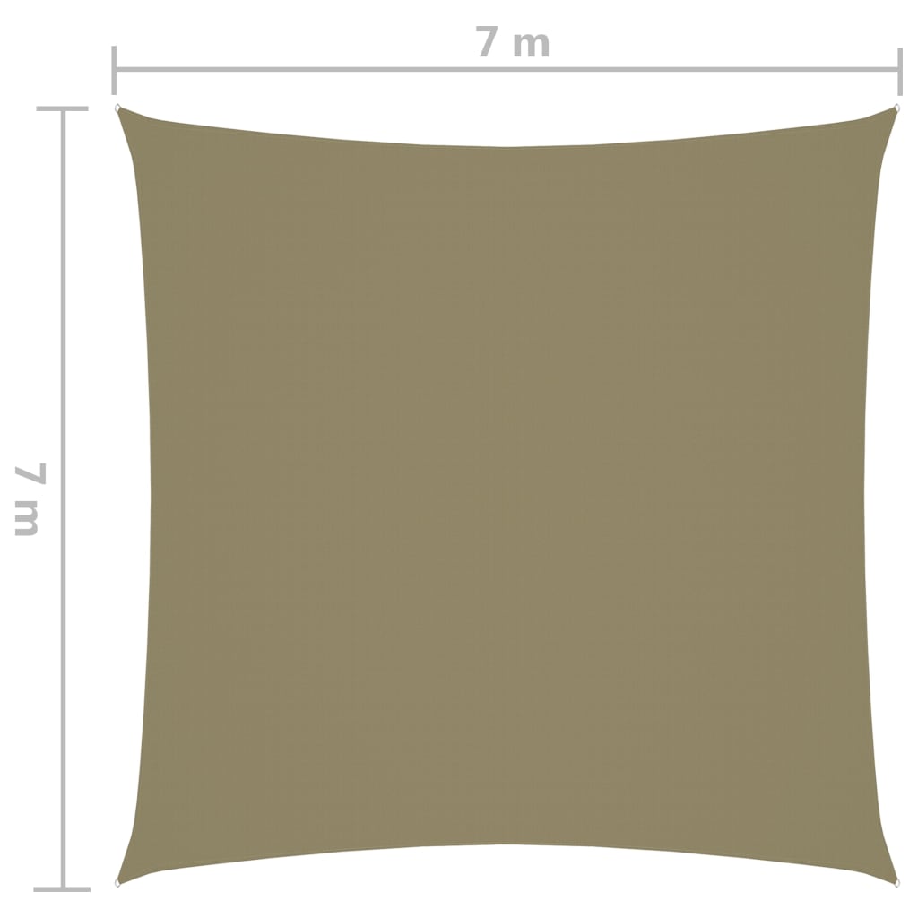 vidaXL Sunshade Sail Oxford Fabric Square 7x7 m Beige