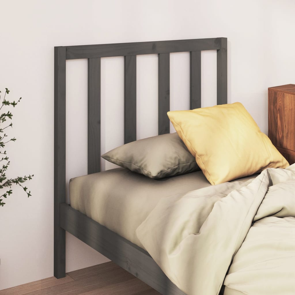 vidaXL Bed Headboard Grey 81x4x100 cm Solid Wood Pine
