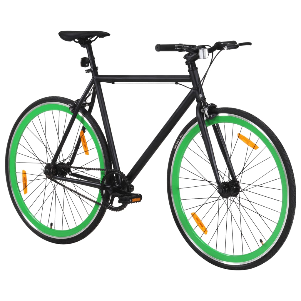 vidaXL Fixed Gear Bike Black and Green 700c 51 cm