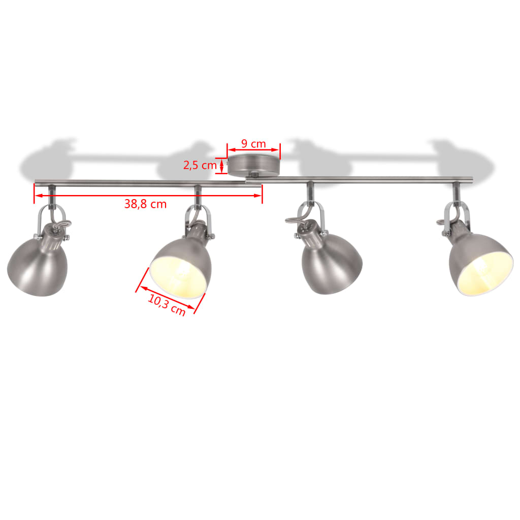 vidaXL Ceiling Lamp for 4 Bulbs E14 Grey