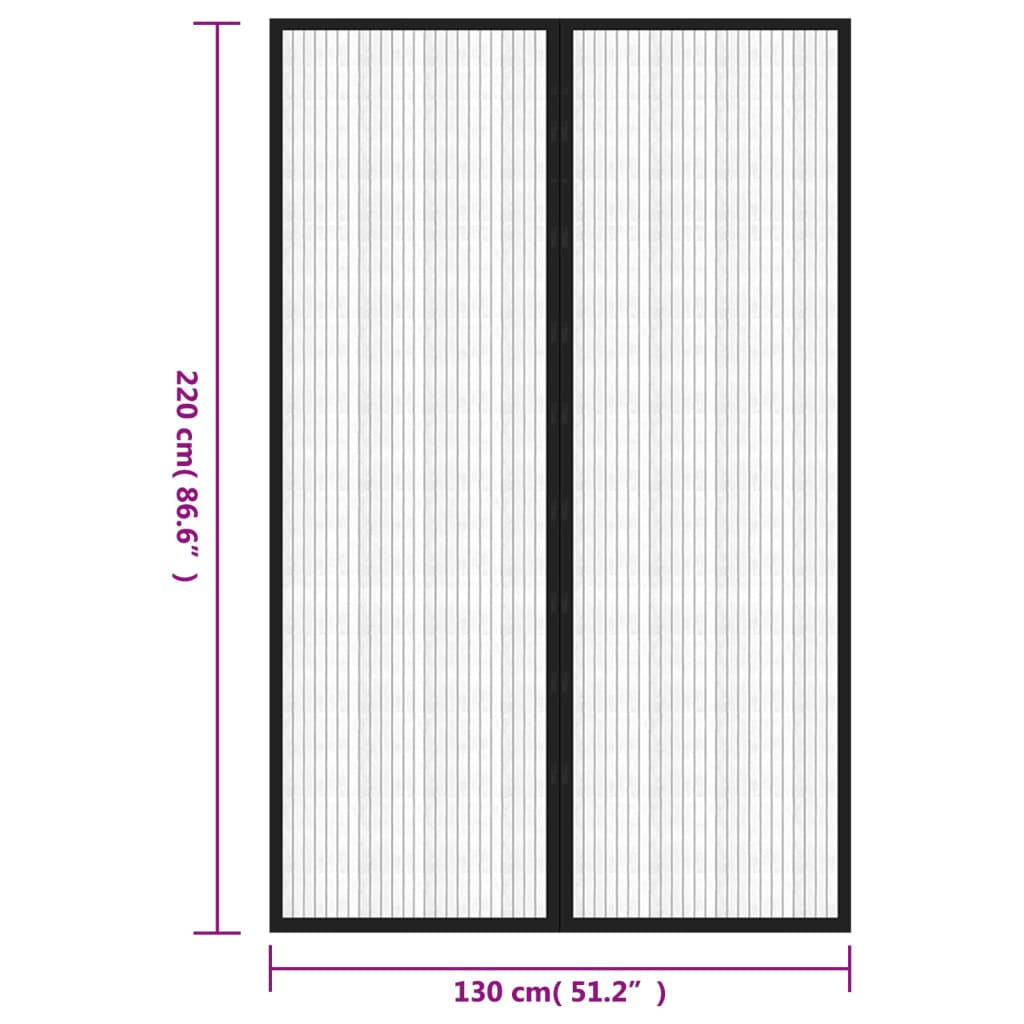 vidaXL Insect Door Curtains 2 pcs with Magnet Blocks Black 220x130 cm