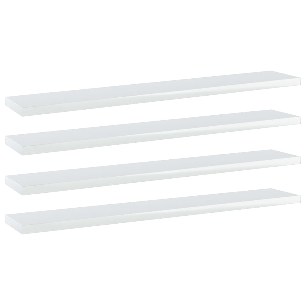 vidaXL Bookshelf Boards 4 pcs High Gloss White 60x10x1.5 cm Engineered Wood