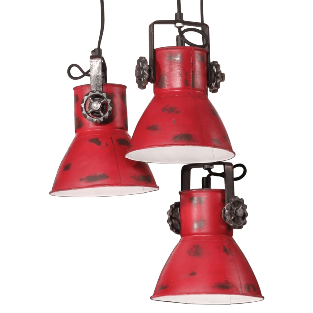 vidaXL Hanging Lamp 25 W Distressed Red 30x30x100 cm E27