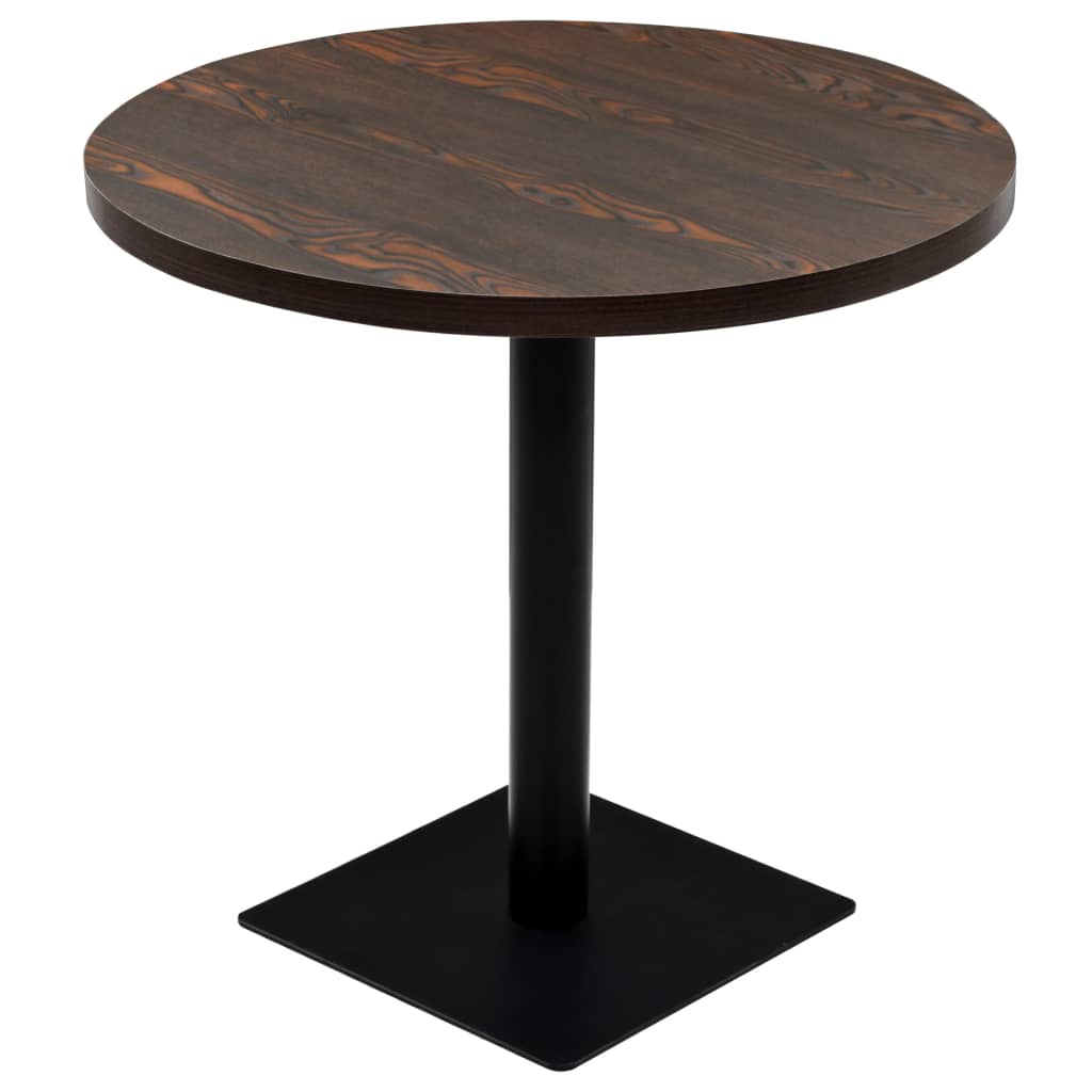vidaXL Bistro Table MDF and Steel Round 80x75 cm Dark Ash