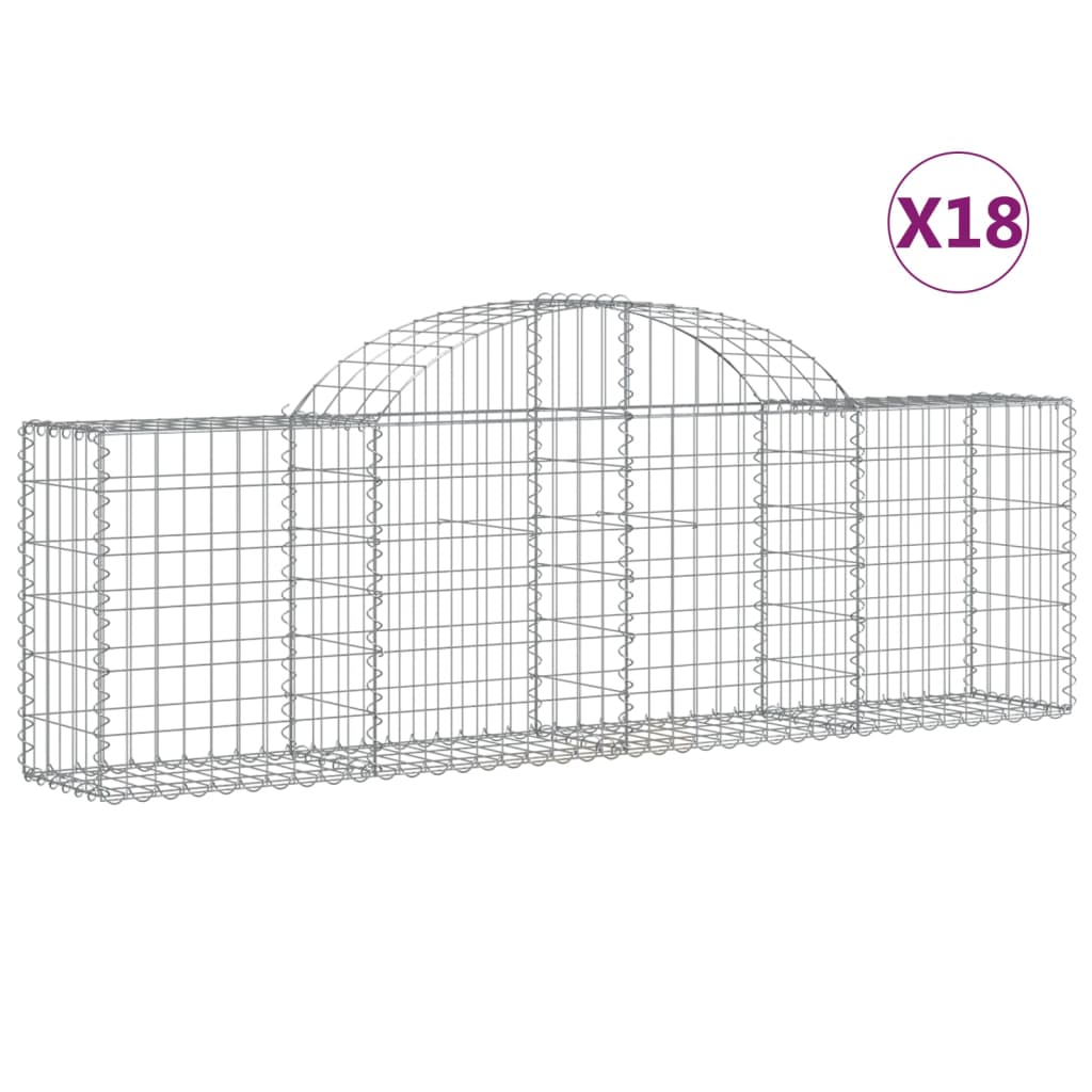 vidaXL Arched Gabion Baskets 18 pcs 200x30x60/80 cm Galvanised Iron