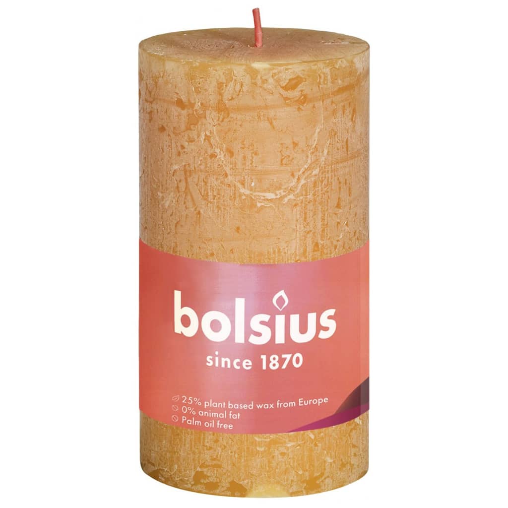 Bolsius Rustic Pillar Candles Shine 8 pcs 100x50 mm Honeycomb Yellow