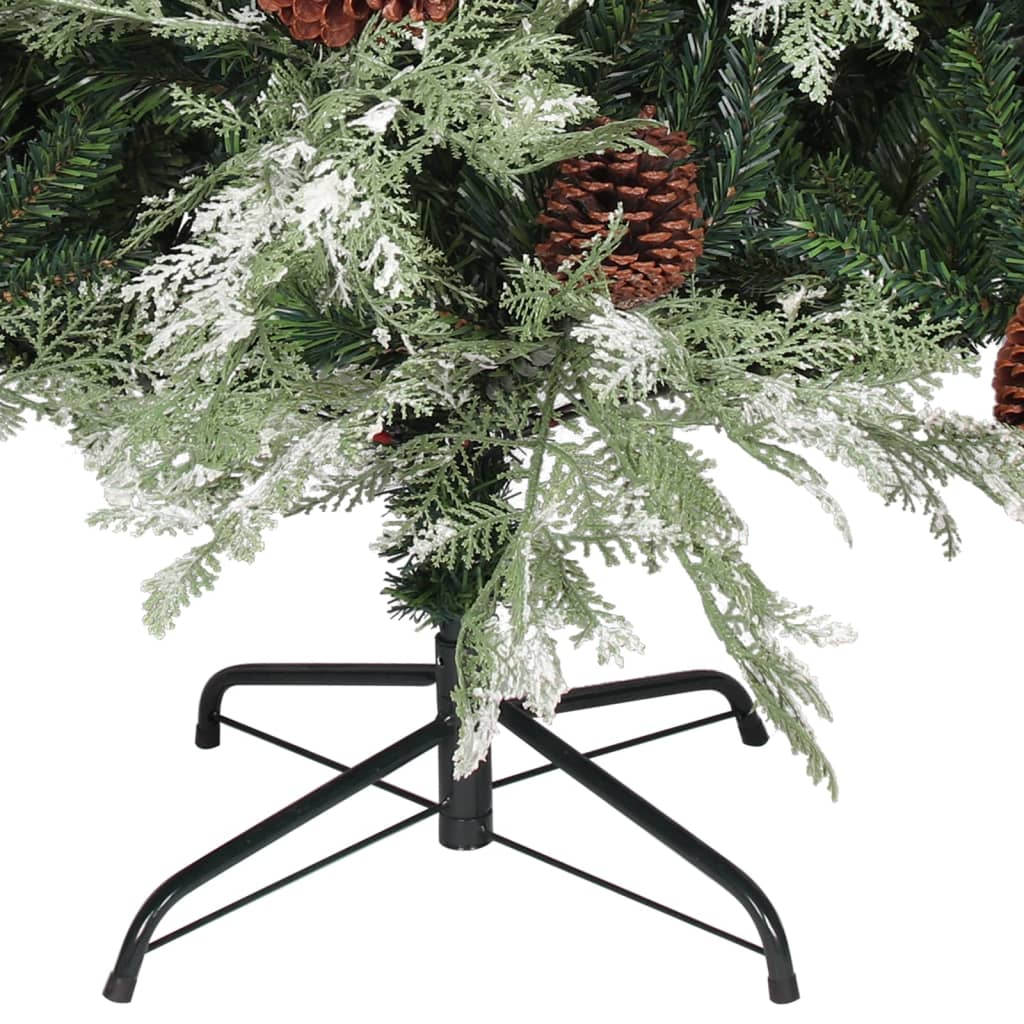 vidaXL Pre-lit Christmas Tree with Pine Cones Green&White 150 cm PVC&PE