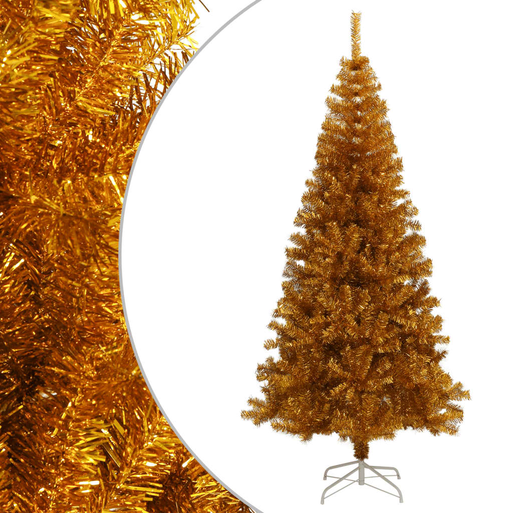 vidaXL Artificial Christmas Tree with Stand Gold 180 cm PET