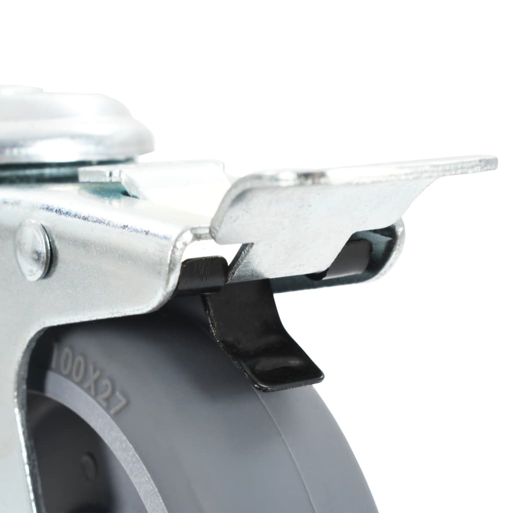 vidaXL Bolt Hole Swivel Casters with Double Brakes 4 pcs 100 mm