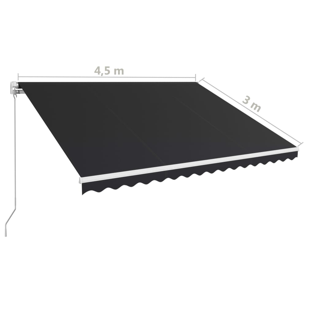vidaXL Manual Retractable Awning 450x300 cm Anthracite