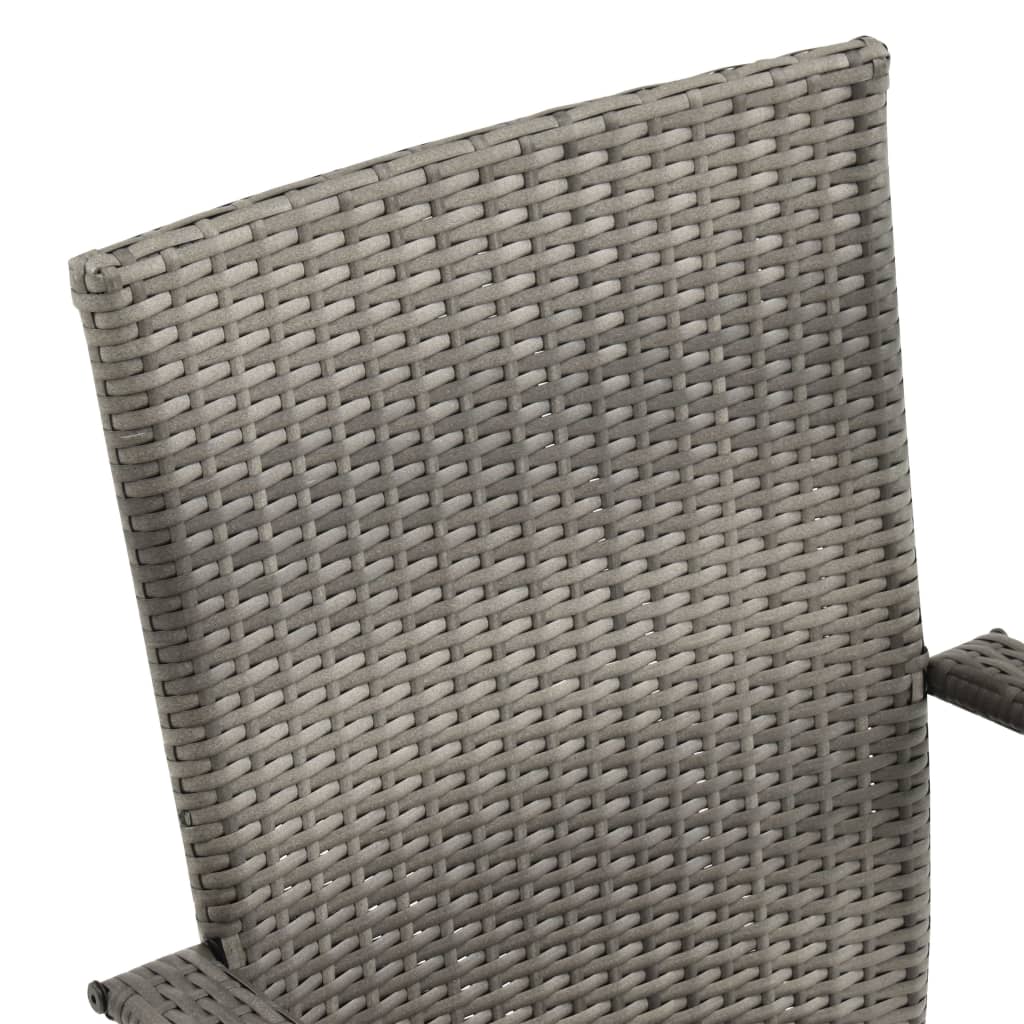 vidaXL Stackable Outdoor Chairs 2 pcs Grey Poly Rattan