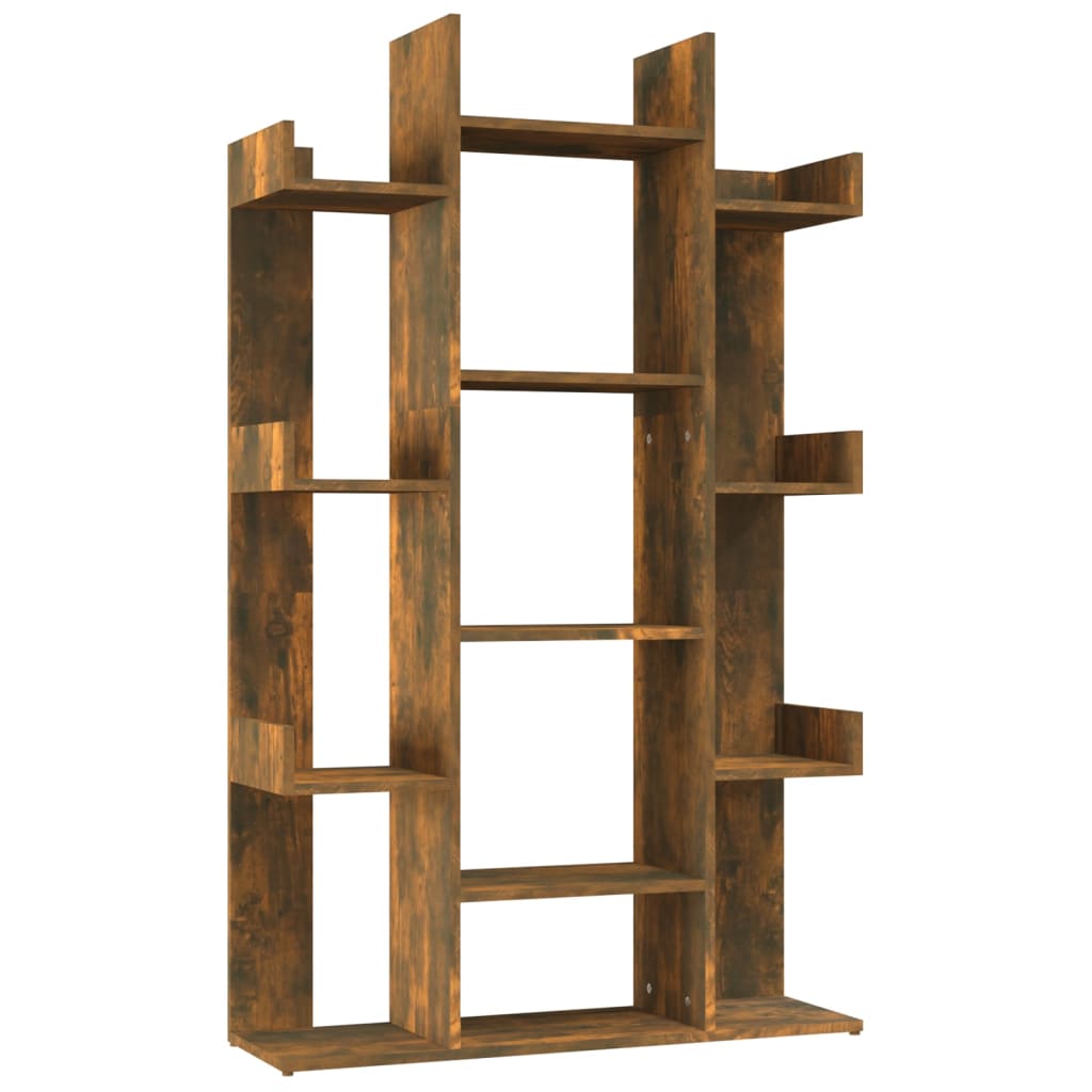 vidaXL Book Cabinet Smoked Oak 86x25.5x140 cm Engineered Wood