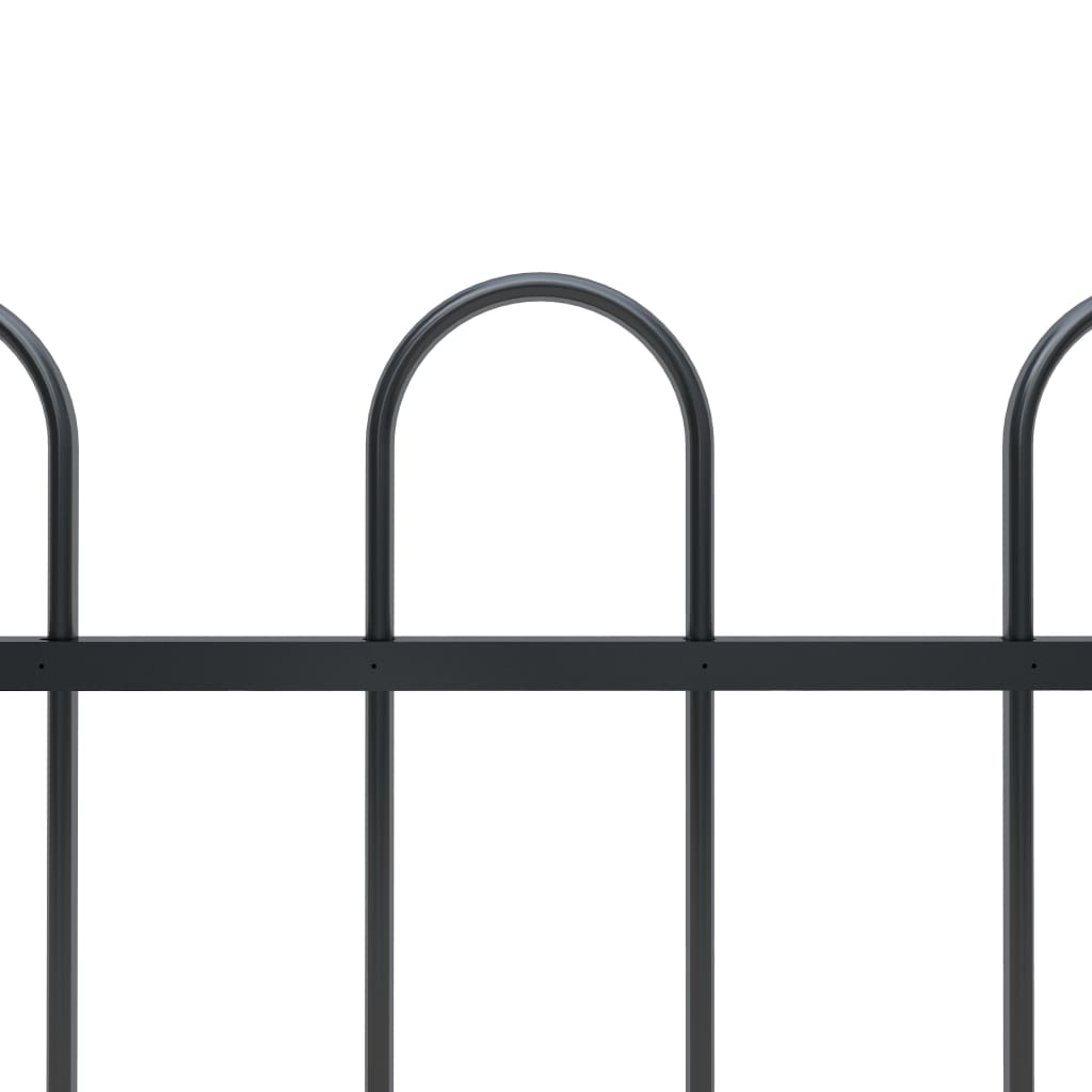 vidaXL Garden Fence with Hoop Top Steel 17x1.2 m Black