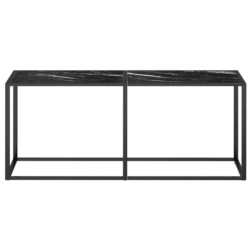 vidaXL Console Table Black Marble 180x35x75.5cm Tempered Glass