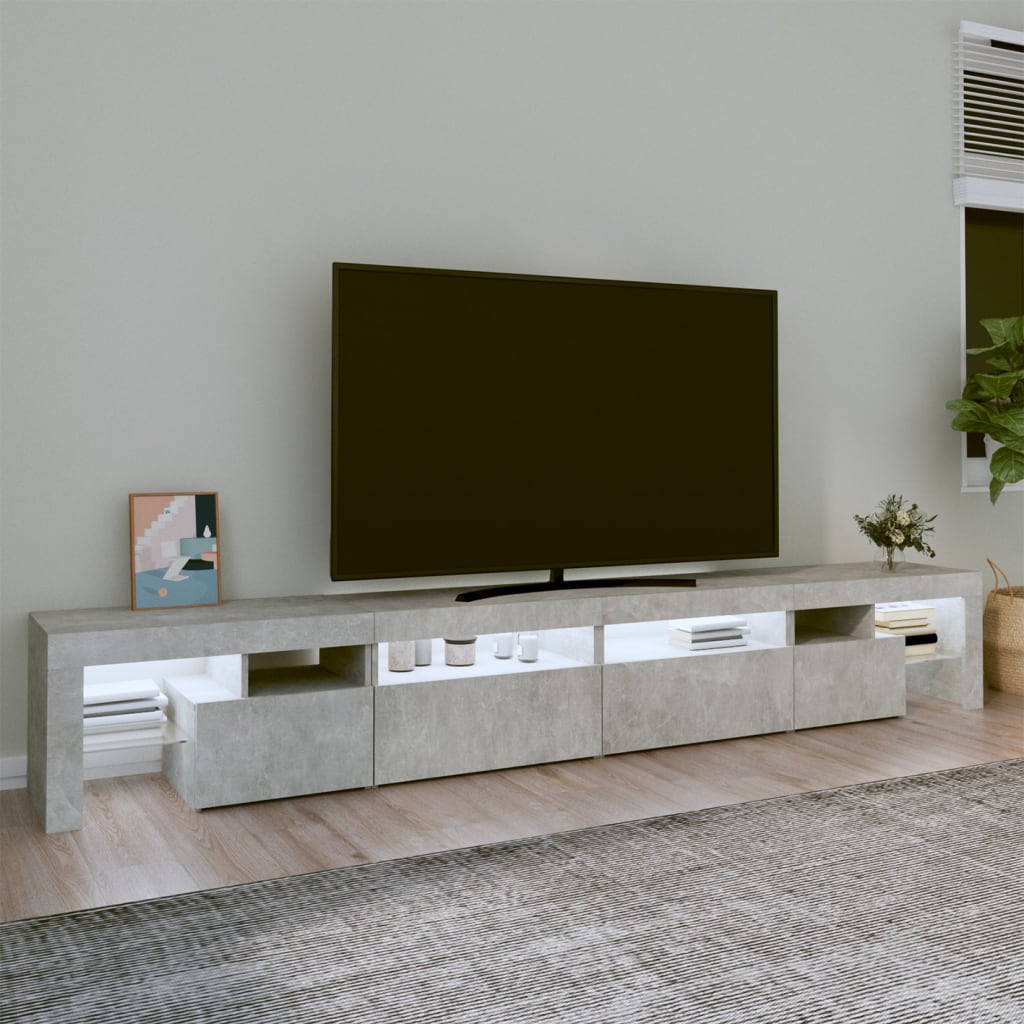 vidaXL TV Cabinet with LED Lights Concrete Grey 260x36.5x40 cm