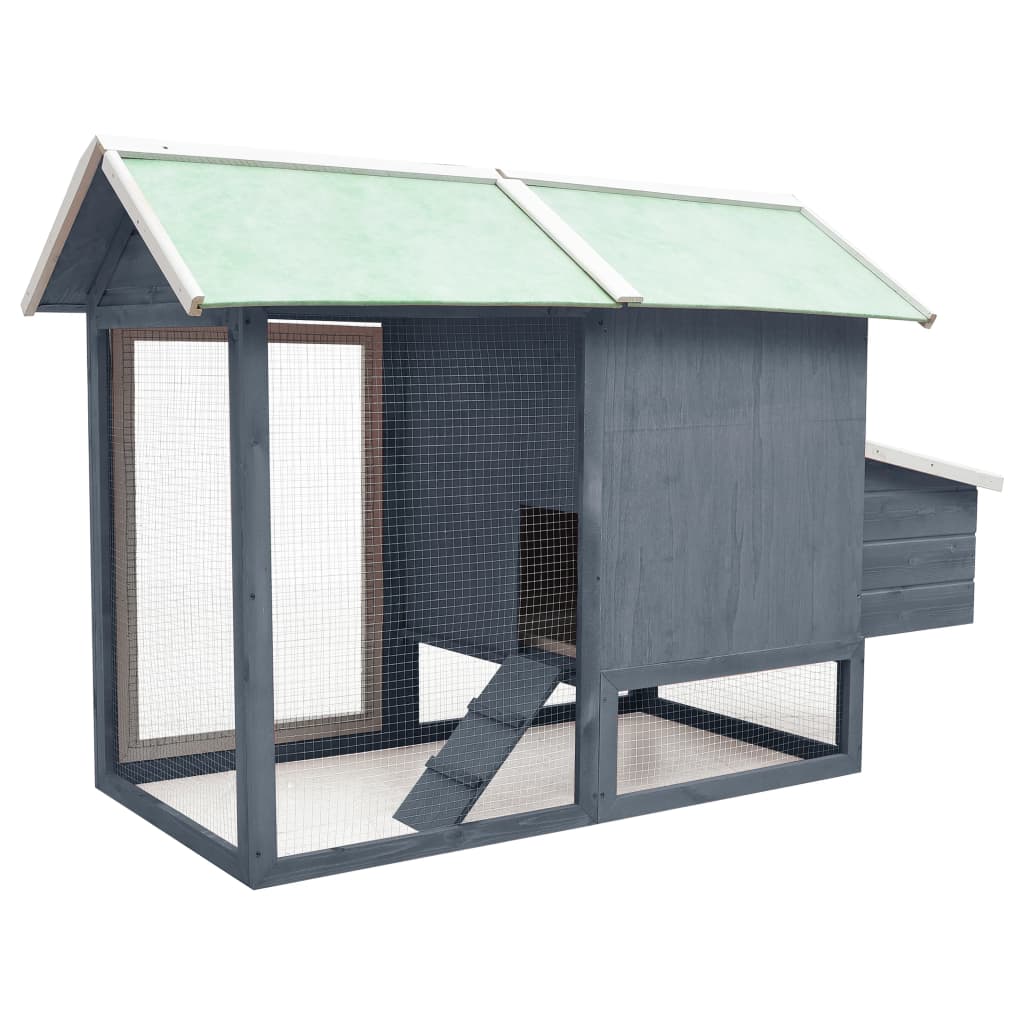 vidaXL Chicken Cage Grey 170x81x110 cm Solid Pine & Fir Wood