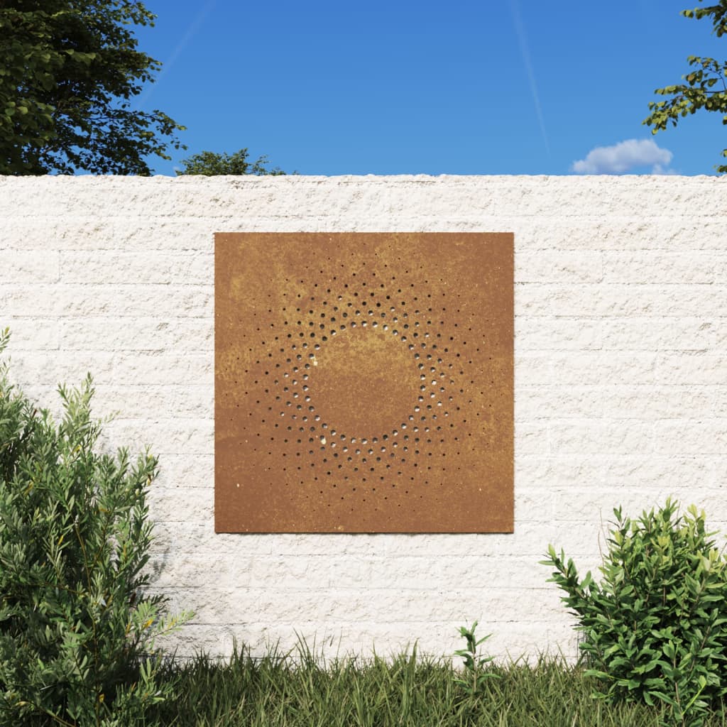 vidaXL Garden Wall Decoration 55x55 cm Corten Steel Sun Design