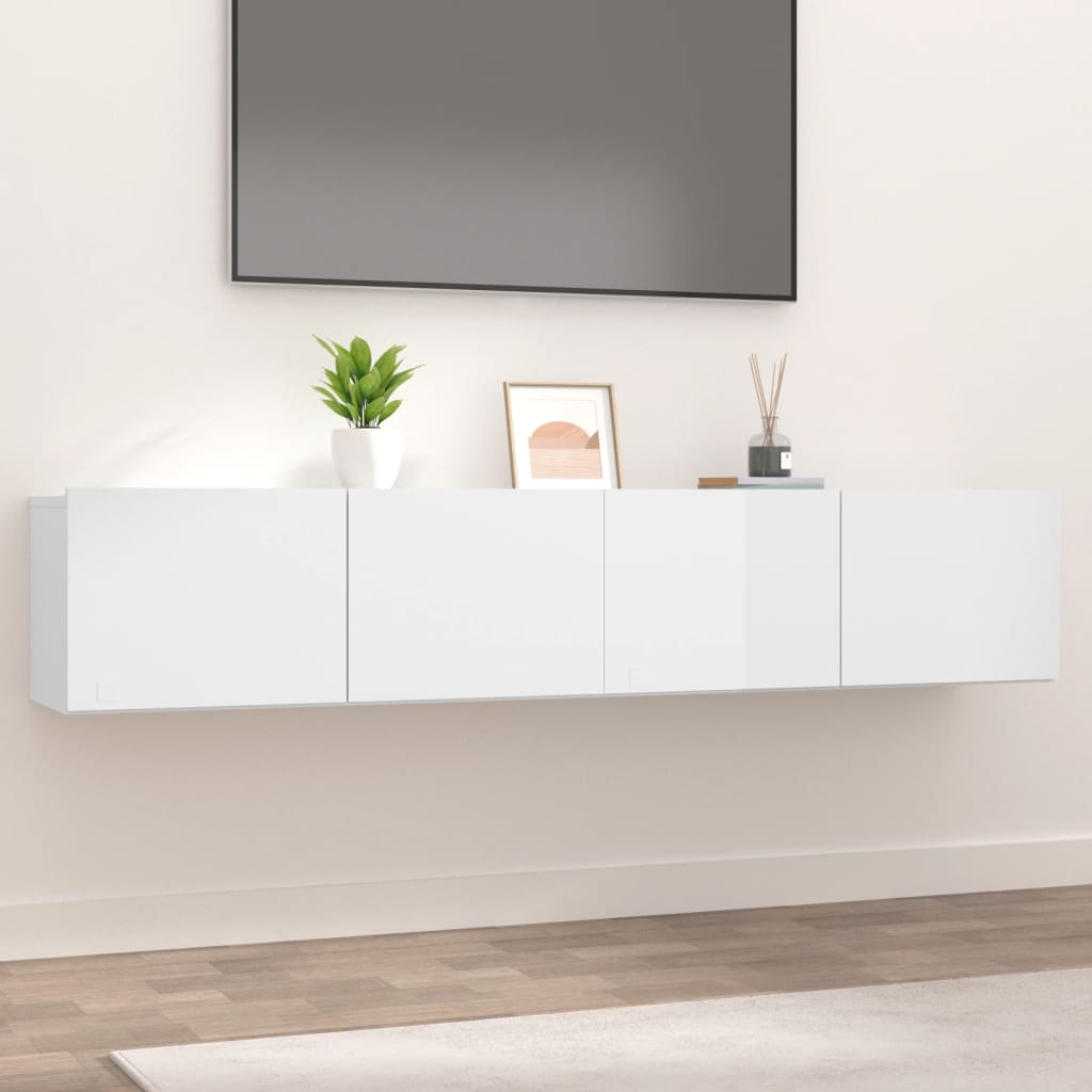 vidaXL TV Cabinets 2 pcs High Gloss White 80x30x30 cm Engineered Wood