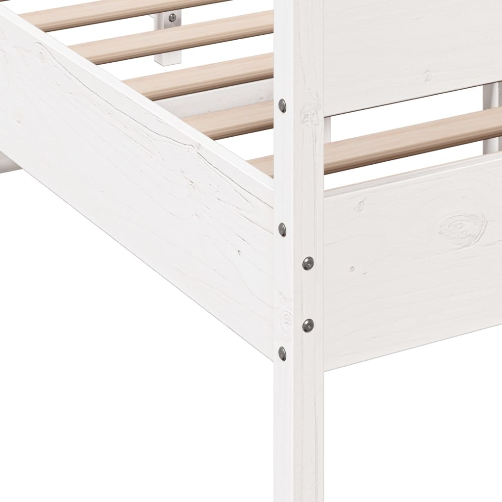 vidaXL Bed Frame with Headboard White 120x190 cm Small Double Solid Wood Pine